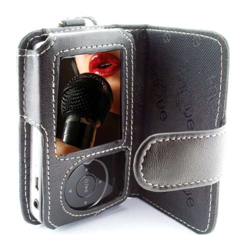 Tuff-Luv Etui / Housse (Noir) en cuir pour Philips GoGear SA3285 SA3245 SA3225