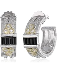 Judith Ripka "Estate" Baguettes Black Hoop Earrings