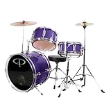 GP Percussion GP50MPR Complete Junior Drum Set (Purple, 3-Piece Set)