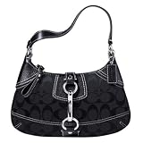 AUTHENTIC COACH HAMPTONS SIGNATURE SMALL CLIP HOBO 10283 (Black, Petite)