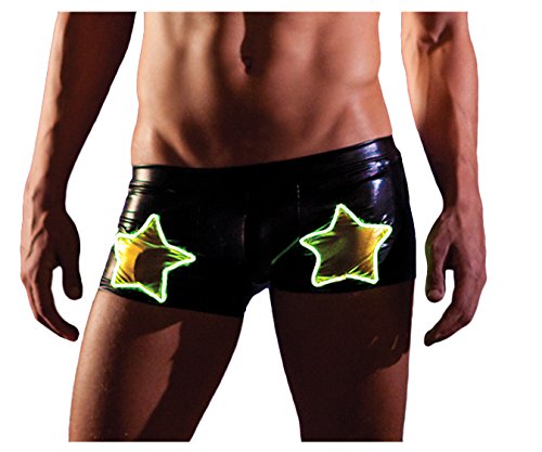 Raveware Lingerie Men's Black Lame Trunk with Light Up Stars
