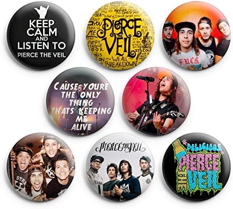 Pierce The Veil Pinback Buttons,8pcs Pin Badges,1.25 inch, NEW