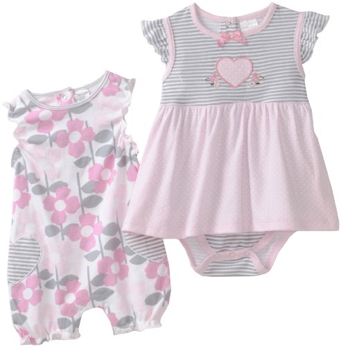 Cutie Pie Baby-girls Infant 2 Pack Heart Romper with Hanger
