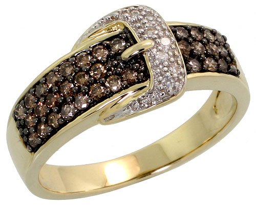 14k Gold Belt Ring, w/ 0.50 Carat White & Chocolate Brilliant Cut Diamonds, 3/8 in. (9mm) wide