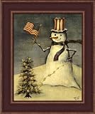 Patriotic Snowman - Country Framed Art Print