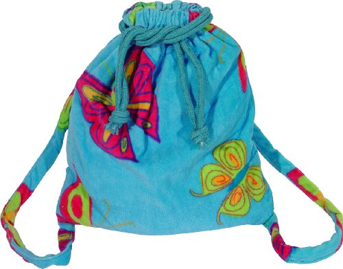 Strandtuch Set, Frottee Badetuch mit integriertem Rucksack, light blue combo