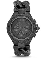 Michael Kors MK3249 Camille Black Chrono Date Glitz Dial Steel Women Watch NEW