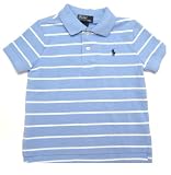 Ralph Lauren Toddler Boys Polo Shirt in Light Blue, White Stripes, Navy Blue Polo Pony