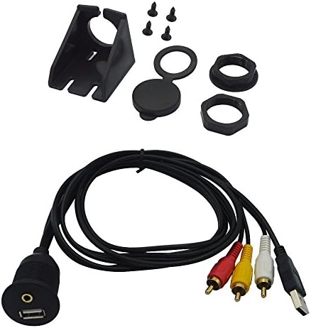BITOO 1M 3 Feet USB & 3.5mm to 3 RCA and USB AUX Flush Mount Dash Extension Cable for Car Motorcycle Boat Bike