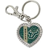 South Florida Bulls Silvertone Heart Keychain