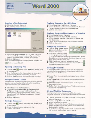 microsoft word 2000 quick source guide