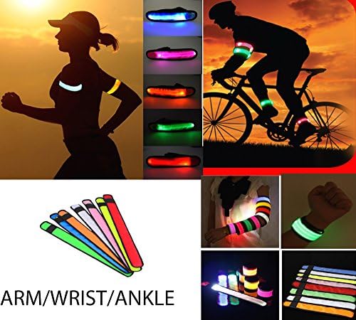 BEST LED GLOWING SLAP BAND for ARM,WRIST & ANKLE WITH BATTERY-SWEAT RESISTANT-EASY TO CLEAN-HIGHLY REFLECTIVE-SAFETY for hiking,running,Jogging,Cycling at NIGHT, 32 CM Everyday Gears