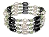 Magnetic Wrap Necklace/Bracelet - Green with Fresh WaterPearls 36 Inch in Length