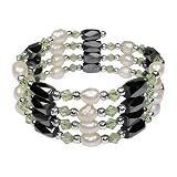 Magnetic Wrap Necklace/Bracelet - Green with Fresh WaterPearls 36 Inch in Length