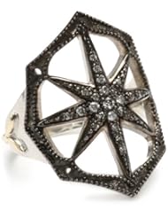 Mizuki Blackened Sterling Silver and Diamond Outlined Web Starburst Ring