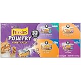 Friskies Wet Cat Food, Poultry, 4-Flavor Variety Pack, 5.5-Ounce Can, Pack of 32