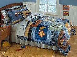 Construction Twin Quilt with Pillow Sham [Baby Product]