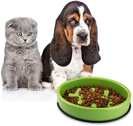 AlphaMY Unique fish bone design Fun Feeder Interactive Feed Bowl Stop Bloat from Eating Too Fast Anti-gulping Pet Food Slow Feeder Dog Bowl,Eco-friendly