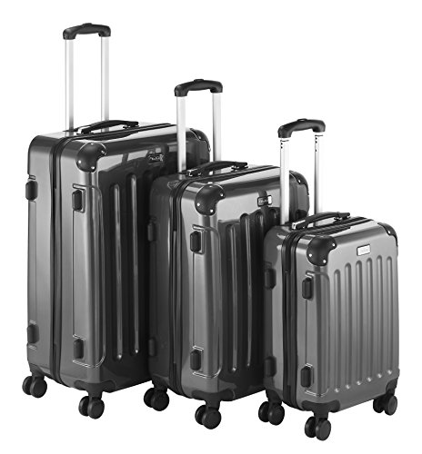 VonHaus 3-Piece TSA Luggage Set made from ABS and Polycarbonate - Large, Medium and Carry On Suitcase with Wheels, Lock and Telescopic Handle