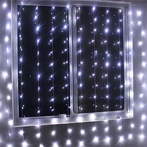 Norgarden 300 Led Window Curtain White Icicle Lights String Fairy Light,Wedding Party Home Garden Decorations 3m*3m