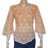 Comfort Clothing Womens Top Kurti Dress Chikan Embroidery Size M (ctop504)