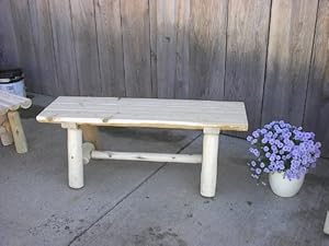 backless bench cedar log foot outdoor benches