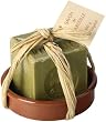 Savon de Marseille soap cube original authentic olive and palm oil based soap 400 g 13.3 oz in dish presentation with soap dish