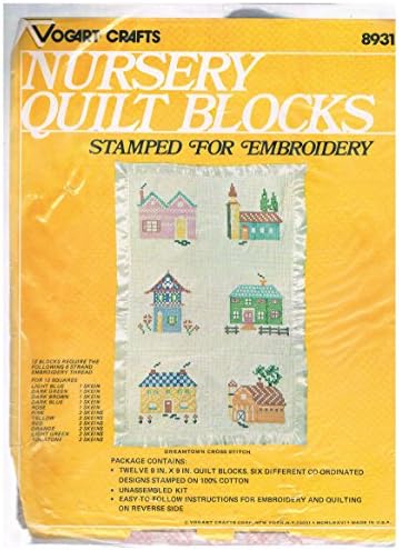Dreamtown Cross Stitch Nursery Quilt Block #8931b