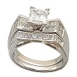 14K White Gold Diamond Bridal Ring Set (Center stone is not included)