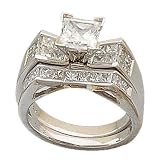 14K White Gold Diamond Bridal Ring Set (Center stone is not included)