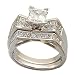 14K White Gold Diamond Bridal Ring Set (Center stone is not included)