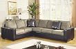 Left Sectional Sofa in Beige Microfiber with Dark Brown