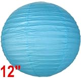 Turquoise Blue Chinese/Japanese Paper Lantern/Lamp 12″ Diameter – Just Artifacts Brand