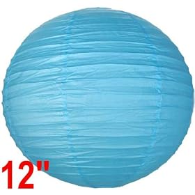 Turquoise Blue Chinese Japanese Paper Lantern Lamp 12 Diameter - Just Artifacts Brand by Just Artifacts