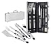 Picnic Time Fiero BBQ Case w/ Knife, Brush, Tongs, Spatula w/ Aluminum Handles (Black/Silver)