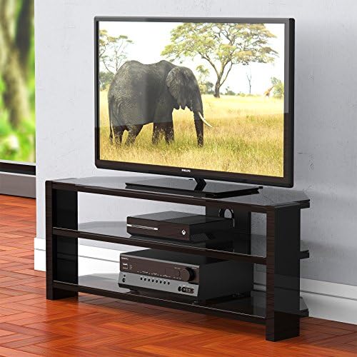Fenge TS312501GT 3-tiers Morden Style Tv Stand with Tempered Glass Shelf Finished Media Entertainment Center for 32-55 Inch Tvs/xbox One/ps4/dvd Player