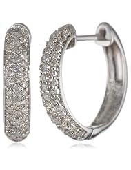 14k Gold Round-Cut Pave Diamond Hoop Earrings (1/2 cttw, H-I Color, I1-I2 Clarity)