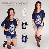 「【M】２点セット☆ショート丈半袖Ｔシャツ＆ロング丈無地タンクトップ」の画像