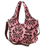 Belvah Damask Canvas Hobo Handbag