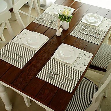 Set of 4 Boats Design Poly/Cotton Placemates