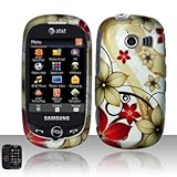 Red White Glolden Flower Rubberized Design Snap on Hard Shell Cover Protect ....
