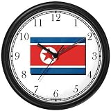 North Korea Flag Wall Clock by WatchBuddy Timepieces (Hunter Green Frame)