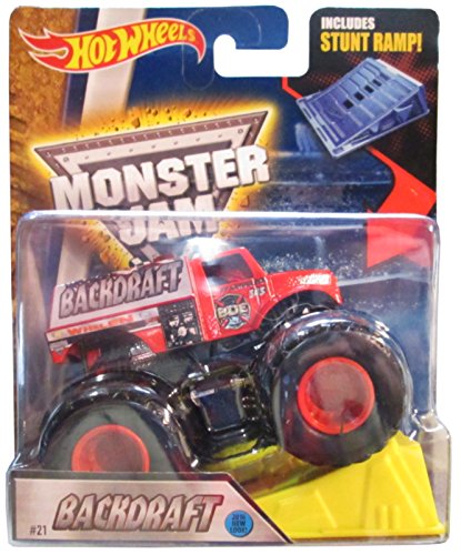 Hot Wheels 1:64 Monster Jam Backdraft 2016 New Look Includes Stunt Ramp