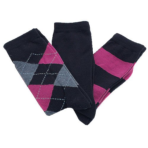 Gold Medal Little Girls Navy Assorted Style 3 Pack Dress Socks 6 11