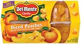 Del Monte Fruit Cups, Diced Peaches, 4-Count, 4 oz (Pack of 6)
