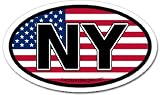 New York NY and US Flag Car Bumper Sticker Decal Oval