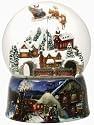 8" Musical Rotating Victorian Village with Santa Claus Snow Globe Glitterdome