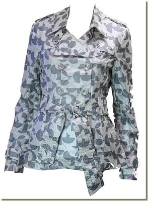 Nicole Benisti - Women's Silver and White Geometric Raincoat