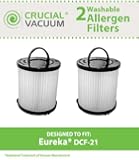 2 Eureka DCF-21 Filters, Long-Life WASHABLE, REUSABLE and Allergen Filtration, Compare With Eureka DCF21 Part # 67821, 68931, 68931A, EF91, EF-91, EF-91B, Designed & Engineered By Crucial Vacuum