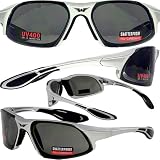 SAFETY GLASSES COBRA UV400 SUNGLASSES ANSI Z87.1 EYE PROTECTION SILVER FRAME
